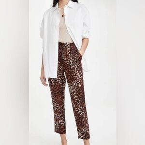 Veronica beard women’s 2 oksana leopard print 100% linen pants capsule summer